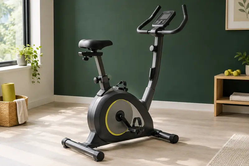 Vélo d’appartement avec console dans un espace de sport domestique