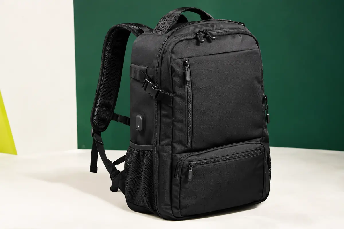 Sac à dos de randonnée Besttravel noir avec plusieurs poches, fermetures éclair et compartiment ordinateur