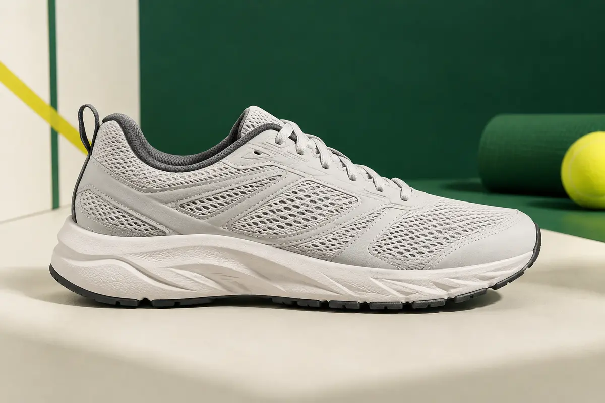 Chaussure de running homme Bondi 9 Wide, vue de profil dans un décor de studio sportif sobre.