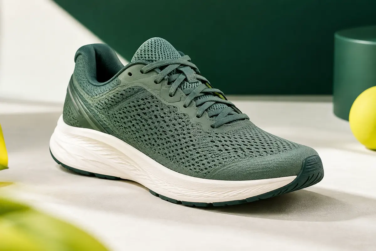 Chaussure de running 680 à lacets, avec tige en maille et semelle en mousse, photographiée sur un fond sportif sobre.