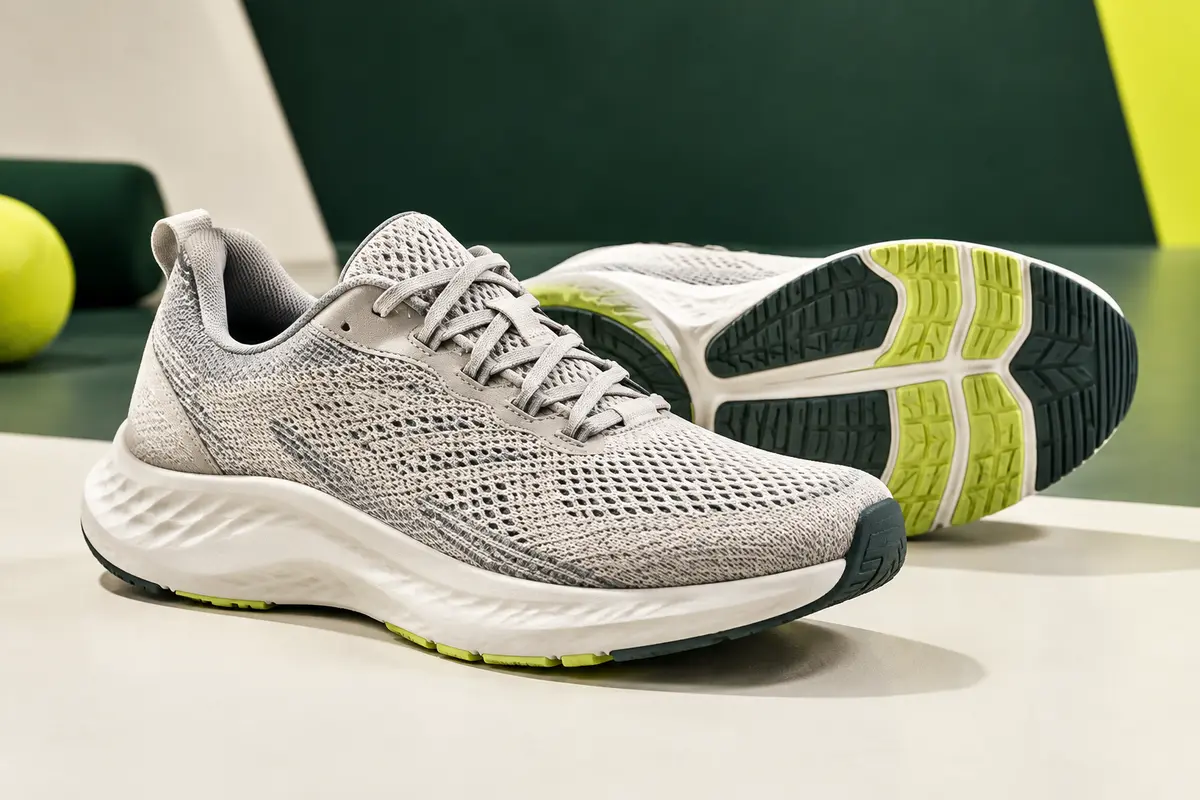 Chaussures de running Feethit pour homme en textile tricoté, avec lacets et semelle en EVA et caoutchouc.