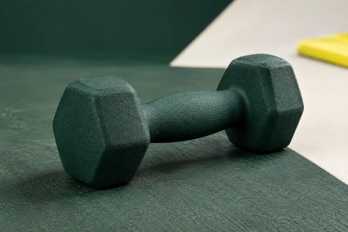 Haltère compact de 0,5 kg en fonte avec revêtement texturé en néoprène et forme hexagonale.