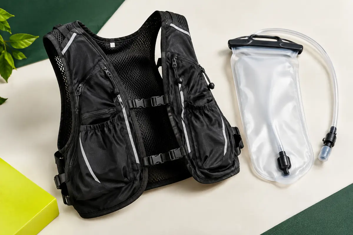 Gilet d’hydratation noir ONETOALL avec poche à eau de 2 litres et sangles réglables