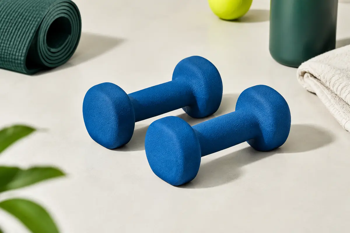 Paire bleue d’haltères PROIRON de 1 kg avec revêtement texturé et têtes antiroulis
