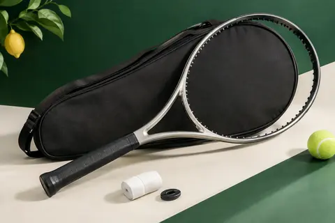 Raquette de tennis adulte de 27 pouces non cordée, avec son sac, un surgrip et un amortisseur de vibration.