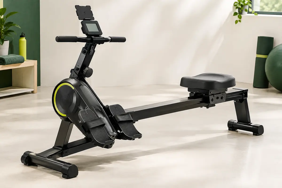 Appareil Sunny Row-N-Ride noir avec siège réglable, guidon, écran LCD et support pour appareil