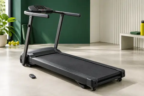 Tapis de course pliable noir Toputure avec colonne montante, écran LED et bande de course texturée