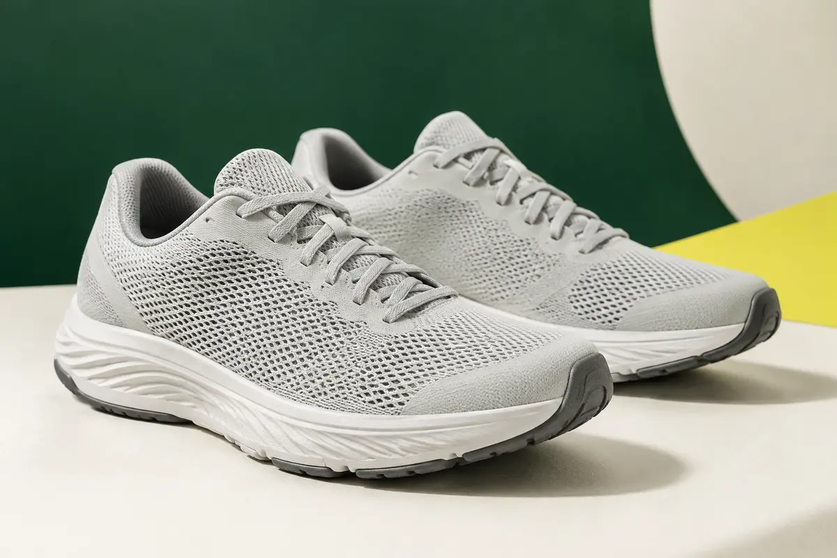 Paire de chaussures de running basses en mesh avec lacets et semelle en caoutchouc
