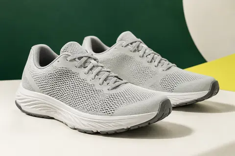 Paire de chaussures de running basses en mesh avec lacets et semelle en caoutchouc