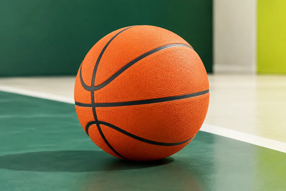 Ballon de basket Wilson MVP orange en caoutchouc, taille 6, posé sur un sol sportif sobre