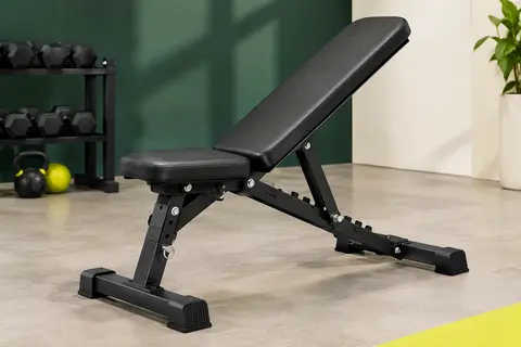 Banc de musculation pliable noir YOLEO avec dossier réglable et structure en acier
